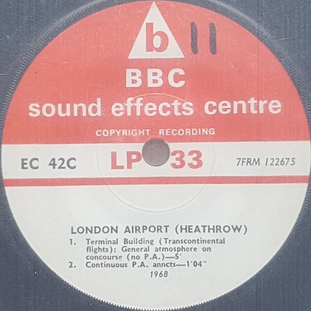 EC 42C London airport (Heathrow) -1968 Not registered from the BBC records and Tapes library Label